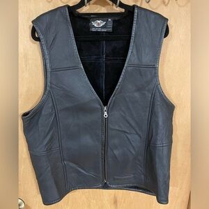 HARLEY DAVIDSON-Vintage Men's Black Leather Lined Vest Size M